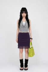PLUM VEIL MIDI SKIRT