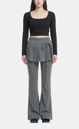 Pleated Layered Bootcut Pants