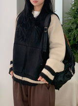 [unisex] ジオンカウチャンカラーマッチングニットジップアップカーディガン