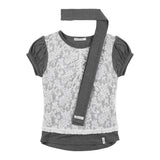 Lace Shirring Top & Scarf (Gray) F25QB087
