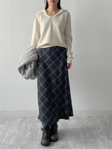 [wool 55%] ミニホールラグランフーデッドニット