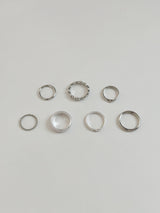 [7 set] antique bold chain ring set / chain silver daily simple ring mood cute knot