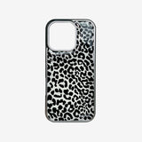 [MADE] Leopard (Black&White) Epoxy Silver Bumper iPhone Case