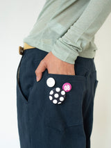 WIDE CUFFS COTTON PANTS (BLUE)