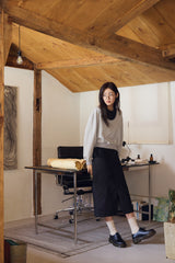 U-neck crop sweatshirt / Melange
