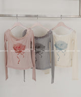 rose lace off-shoulder T-shirt
