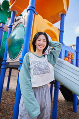 オープンアームホールハートラグラン ½Tシャツ (green/ivory)