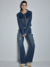  FRINGED DENIM PANTS
