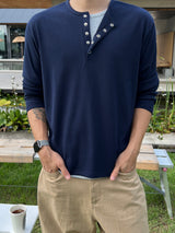 Solis Henley Neck Long Sleeve Knit Tee (4 Colors)