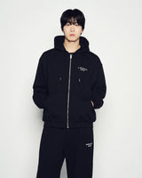 25FW BORDER LINE BASIC LOGO HOODIE ZIP UP BLACK