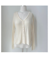 V-neck ribbed button slim fit long sleeve knit wrap cardigan (5 colors)