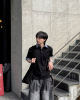 Levin Roll-Up Collar Henley Short Sleeve