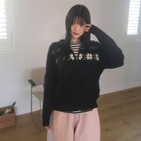 Kyo スノーフレークノルディックフード付きニットウェアジップアップ