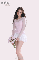 Baby Pink Floral Layered Long Sleeve T-Shirt