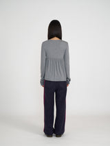 SILKY SCOOPNECK T (STRIPE GREY)