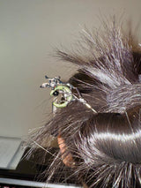 Black goth moon ornamental hairpin