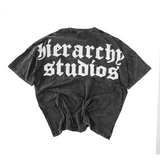 Hierarchy Studios - Washed Black Wide Logo Oversized T-Shirt