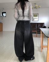 Verti Side Pintuck Balloon Denim Pants