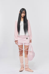 Puff Sleeves Cushion Bolero Pink