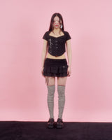 LACE GATER FRILL SKIRT [BLACK]