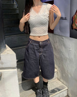 Raw bermuda pants