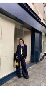 Checkered collar two-piece tweed jacket