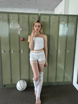 From button shirring top white