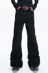 Distressed Studded Curved Jeans