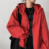 Eason Square Pattern Checkered Windbreaker Hooded Jumper
