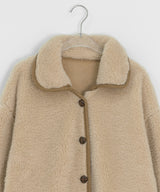 Bigget Collar Wool Mustang Fur Jacket