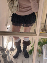 BUBBLE RIBBON LACE CAN CAN MINI SKIRT