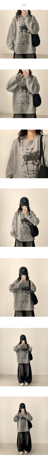 Shio String Ribbed Knit Sweatshirt