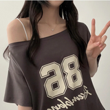 デロンスパン アンバルショルダー ボクシーフィット ショートスリーブTシャツ