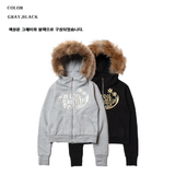 SHINE FUR-HOODIED 2WAY ZIP UP HOODIE BLACK