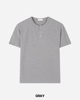 Ribbed Muscle Fit Henley neck Short Sleeve