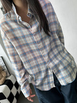 Ani Sheer Check Oversized Shirt 3color