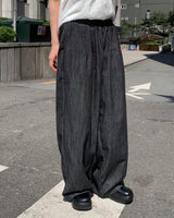 Dart denim wide pants