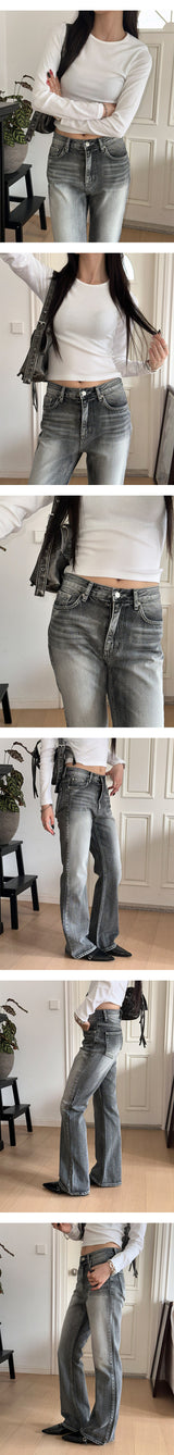 Grayish boots cut denim pants 