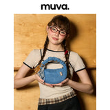 muva. サマー デニムブルー ハンドトート カジュアル ウィメンズ バッグ デイリー バッグ