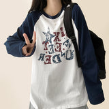 Witty Vintage Crack Lettering Nagrang Long Sleeve Tee 