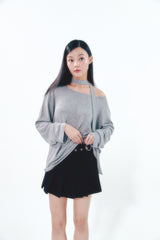 Knit Tie Long Sleeve Set Gray