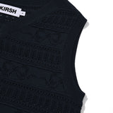 RIBBON CROCHET CROP KNIT VEST [DARK NAVY]