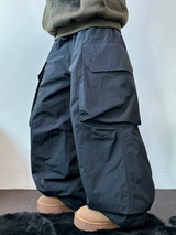 HOT HEAT 🔥 PADDING CARGO OVER UNISEX LONG PANTS🩶🖤2COLOR