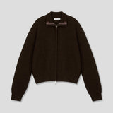 Fold crop knit zip up