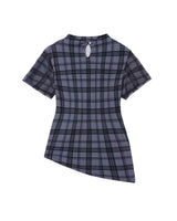 Plaid Smocking T-Shirt _ PURPLE