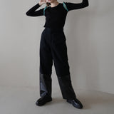 fake leather switching pants