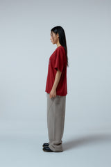 EEERRR Distorted logo over-crop fit T-shirt (Wine)