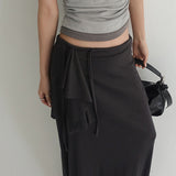[Kanode] String Layered Long Skirt - 2color
