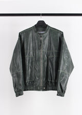 NON COLLAR LEATHER JACKET