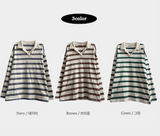 Cog color Dangara collar long sleeve tee 
